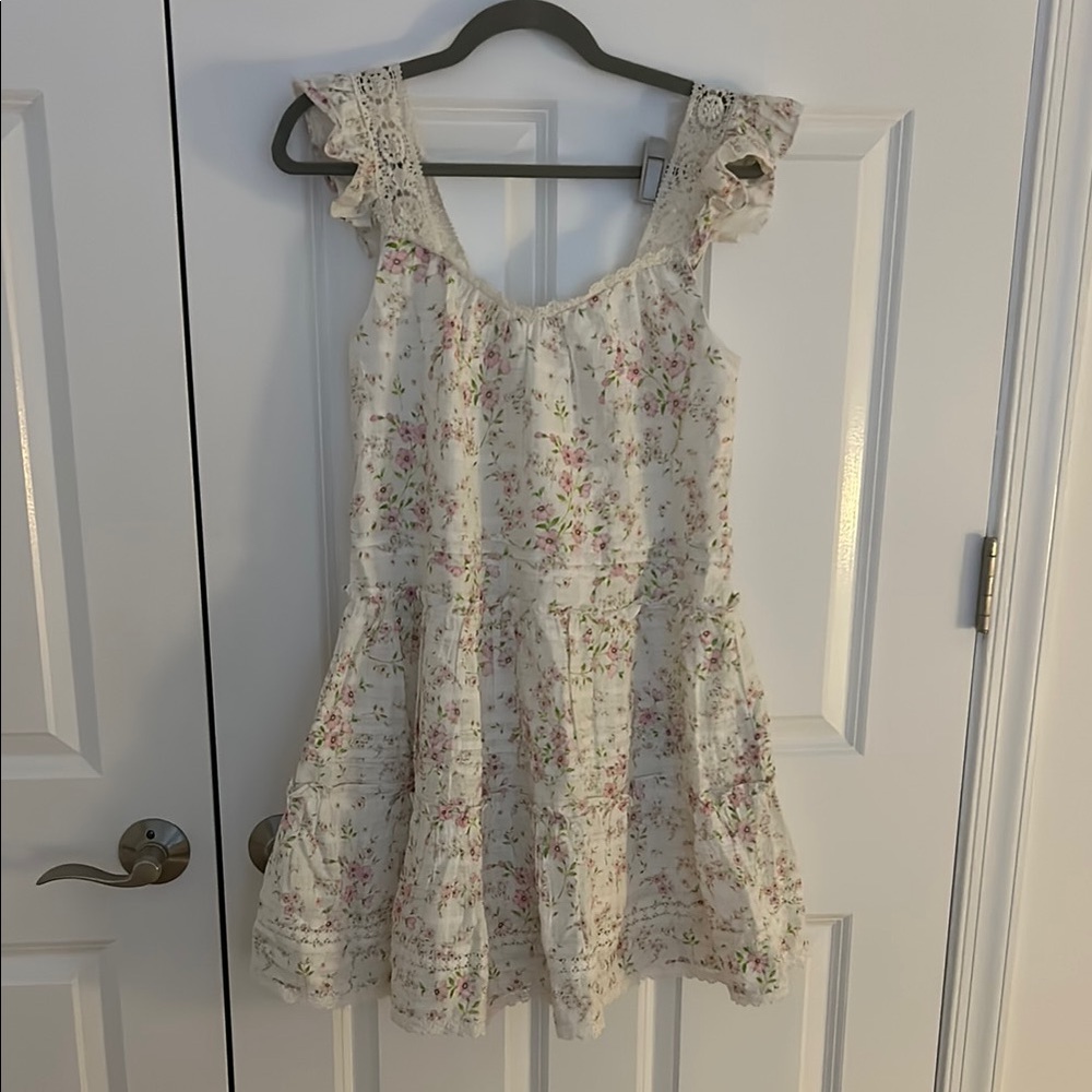 Cream Flutter Sleeve Square Neck Mini Sundress